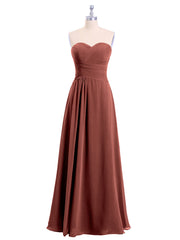 Robes Col en Cœur Sans Bretelles Mousseline terracotta Grande Taille