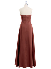 Robes Col en Cœur Sans Bretelles Mousseline terracotta Grande Taille