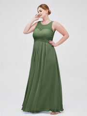 Illusion Col en Cœur Empire Mousseline Robe Olive Verte Grande Taille