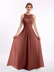 Illusion Col en Cœur Empire Mousseline Robe terracotta