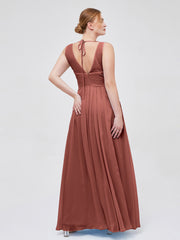 Illusion Col en Cœur Empire Mousseline Robe terracotta Grande Taille