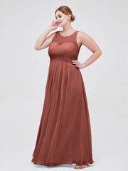 Illusion Col en Cœur Empire Mousseline Robe terracotta Grande Taille