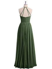 Licou Col Montant Mousseline Robe Demoiselle d'honneur Olive Verte Grande Taille
