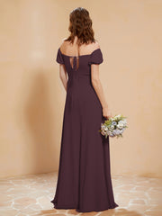 Robe Longue à Demi-Manches avec Fente Cabernet Grande Taille