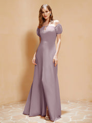 Robe Longue à Demi-Manches avec Fente Dusk