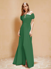 Robe Longue à Demi-Manches avec Fente Emeraude Grande Taille