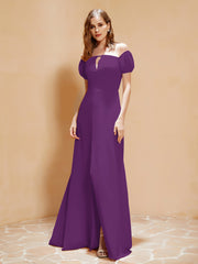 Robe Longue à Demi-Manches avec Fente Raisin Grande Taille