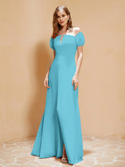 Robe Longue à Demi-Manches avec Fente Piscine