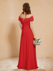 Robe Longue à Demi-Manches avec Fente Rouge Grande Taille