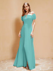 Robe Longue à Demi-Manches avec Fente Spa Grande Taille