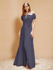 Robe Longue à Demi-Manches avec Fente Orageux
