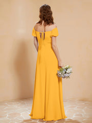 Robe Longue à Demi-Manches avec Fente Mandarine Grande Taille