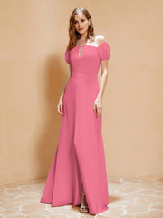 Robe Longue à Demi-Manches avec Fente Pastèque