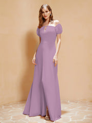 Robe Longue à Demi-Manches avec Fente Glycine Grande Taille