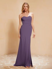 Maxi Robe Fourreau Sans Bretelles en Mousseline avec Fente Plum