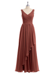 Mousseline Col en V Robe avec Jupe Cascade terracotta Grande Taille