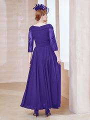 Robe en Dentelle et Mousseline Longueur au Sol à Col en V Régence