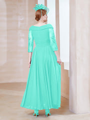 Robe en Dentelle et Mousseline Longueur au Sol à Col en V Spa