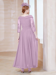 Robe en Dentelle et Mousseline Longueur au Sol à Col en V Glycine