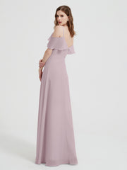 Spaghetti Bretelles Col En V Mousseline Robes Longues Dusk