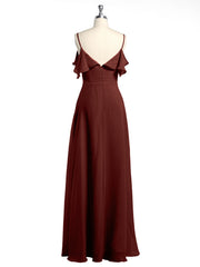 Spaghetti Bretelles Col En V Mousseline Robes Longues terracotta Grande Taille