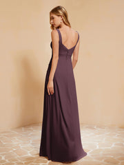 Robe de Demoiselle d'Honneur Sans Manches avec Volants Cabernet Grande Taille