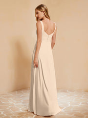 Robe de Demoiselle d'Honneur Sans Manches avec Volants Champagne Grande Taille