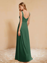 Robe de Demoiselle d'Honneur Sans Manches avec Volants Vert Foncé Grande Taille