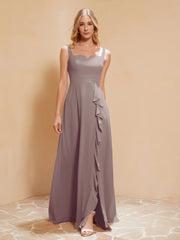 Robe de Demoiselle d'Honneur Sans Manches avec Volants Dusk Grande Taille