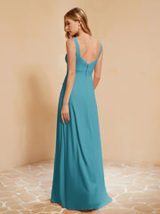 Robe de Demoiselle d'Honneur Sans Manches avec Volants Jade Grande Taille