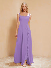 Robe de Demoiselle d'Honneur Sans Manches avec Volants Tahiti