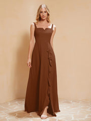 Robe de Demoiselle d'Honneur Sans Manches avec Volants Terracotta Grande Taille