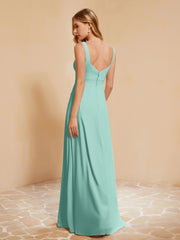 Robe de Demoiselle d'Honneur Sans Manches avec Volants Turquoise Grande Taille