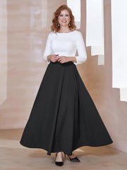 Robe de A-ligne à Col en Dentelle Longueur de Mollet Noir