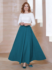 Robe de A-ligne à Col en Dentelle Longueur de Mollet Bleu Encre Grande Taille