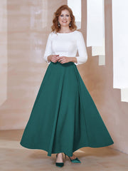 Robe de A-ligne à Col en Dentelle Longueur de Mollet Paon