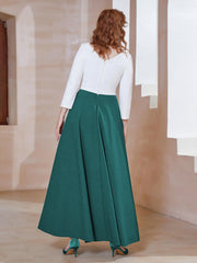 Robe de A-ligne à Col en Dentelle Longueur de Mollet Paon Grande Taille