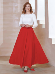 Robe de A-ligne à Col en Dentelle Longueur de Mollet Rouge Grande Taille
