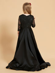 Robes de Fille Asymétriques Appliquées à Manches Longues