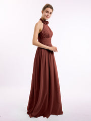 Licou Mousseline Longueur Complète Robe Avec Fleurs terracotta Grande Taille