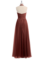 Licou Mousseline Longueur Complète Robe Avec Fleurs terracotta Grande Taille