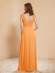 Maxi Robe de Demoiselle d'Honneur Appliquée avec Haut en Dentelle Orange Grande Taille