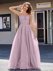 Robe de Soirée de A-ligne en Tulle à Col Carré Longueur au Sol Vintage Mauve Grande Taille
