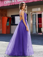 Robe de Soirée en Tulle à Bretelles Spaghetti et Col en V Régence Grande Taille