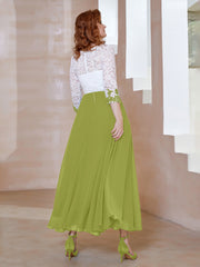 Robe en Mousseline avec Longueur de Mollet à Col Appliqué Trèfle