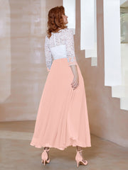 Robe en Mousseline avec Longueur de Mollet à Col Appliqué Corail
