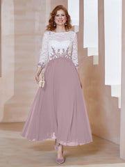 Robe en Mousseline avec Longueur de Mollet à Col Appliqué Dusk