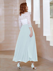 Robe en Mousseline avec Longueur de Mollet à Col Appliqué Brume Grande Taille
