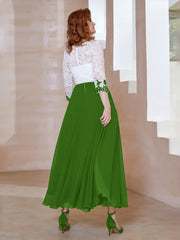 Robe en Mousseline avec Longueur de Mollet à Col Appliqué Mousse Grande Taille