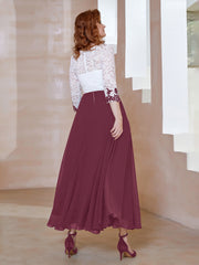 Robe en Mousseline avec Longueur de Mollet à Col Appliqué Mûre